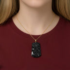 Natural Boots Black Jade Dragon Pendant with Chain (Size - 20) in Yellow Gold Plated Sterling Silver 100 Ct._4440478_2