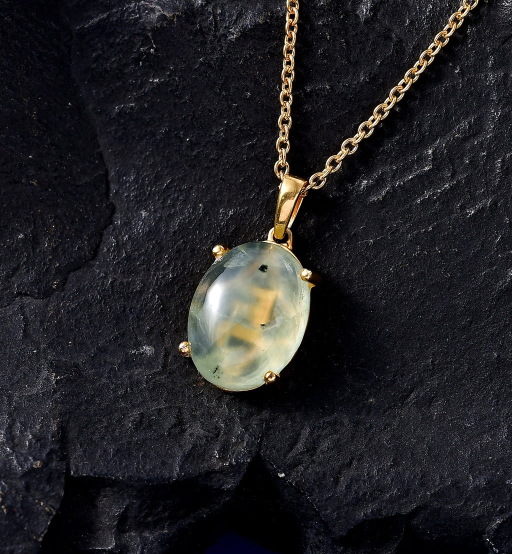 Yellow Prehnite Pendant with Chain (Size 20) Stainless Steel  9.152  Ct._4441295_2