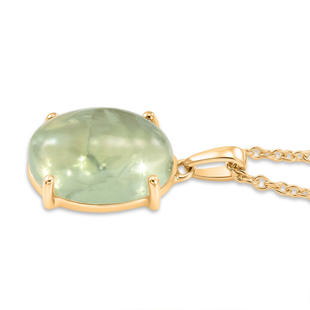 Yellow Prehnite Pendant with Chain (Size 20) Stainless Steel  9.152  Ct. 4441295 3