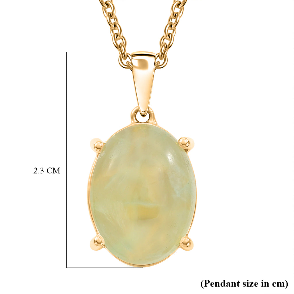 Yellow Prehnite Pendant with Chain (Size 20) Stainless Steel  9.152  Ct._4441295_5