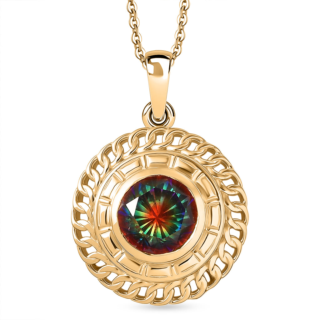 D'Joy Nebula Quartz Doublet Pendant with Chain (Size 20) in Yellow Gold Plated Sterling Silver 3.51 Ct._4443184