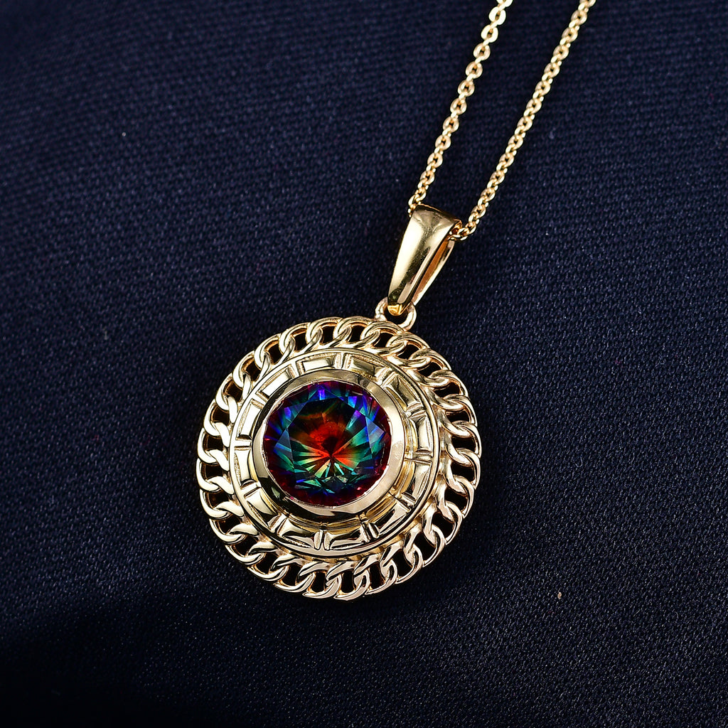 D'Joy Nebula Quartz Doublet Pendant with Chain (Size 20) in Yellow Gold Plated Sterling Silver 3.51 Ct._4443184_1