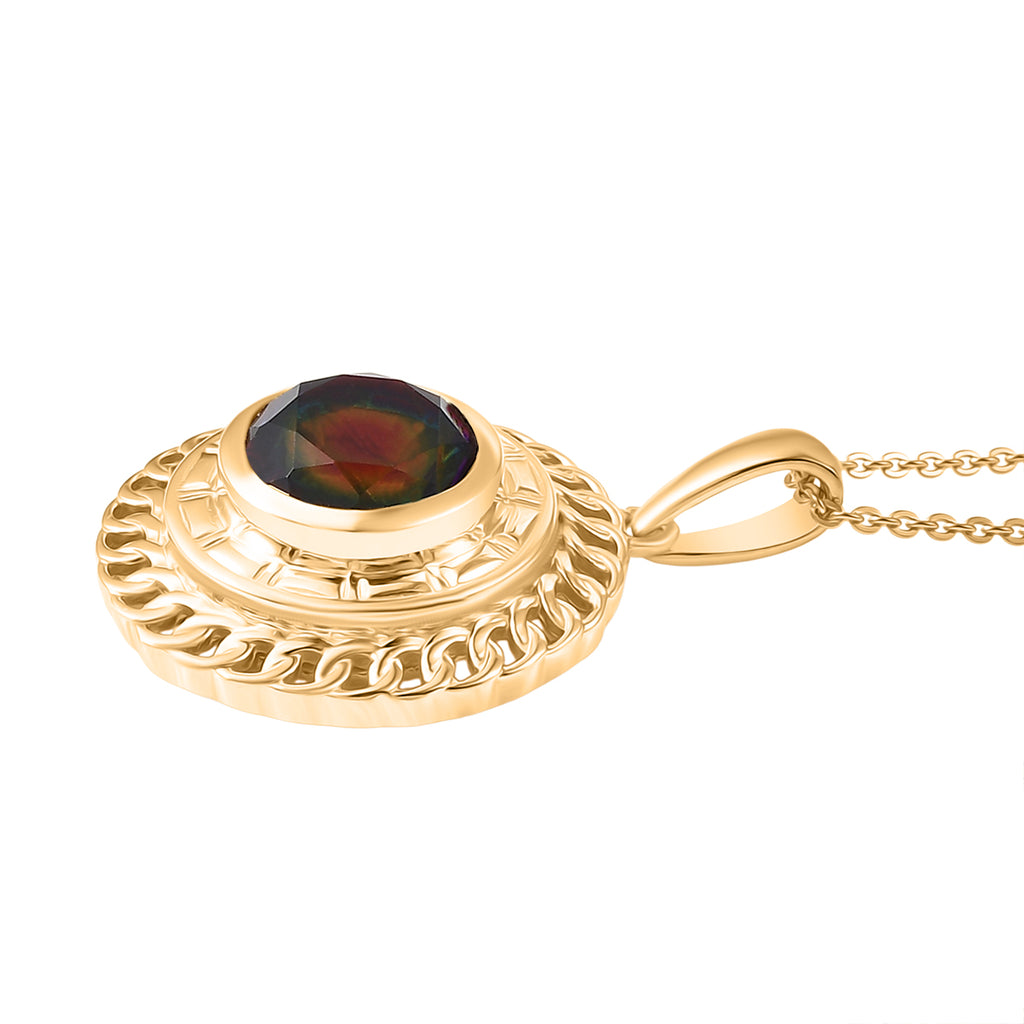 D'Joy Nebula Quartz Doublet Pendant with Chain (Size 20) in Yellow Gold Plated Sterling Silver 3.51 Ct._4443184_3