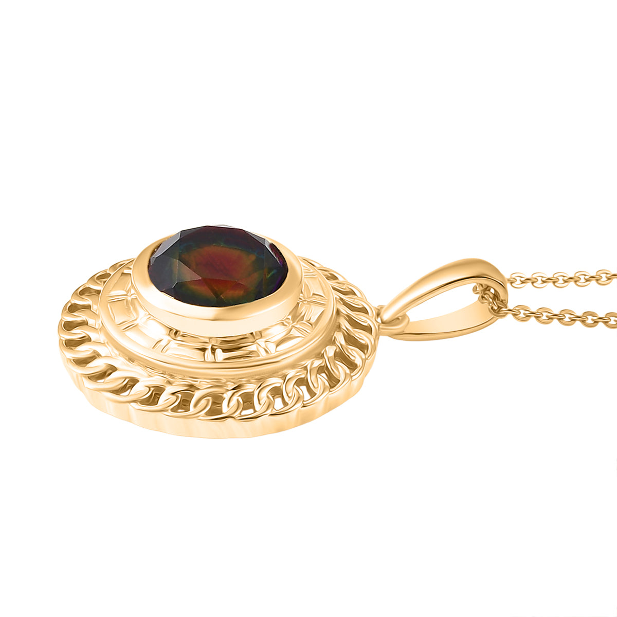 D'Joy Nebula Quartz Doublet Pendant with Chain (Size 20) in Yellow Gold Plated Sterling Silver 3.51 Ct. V32555624 4