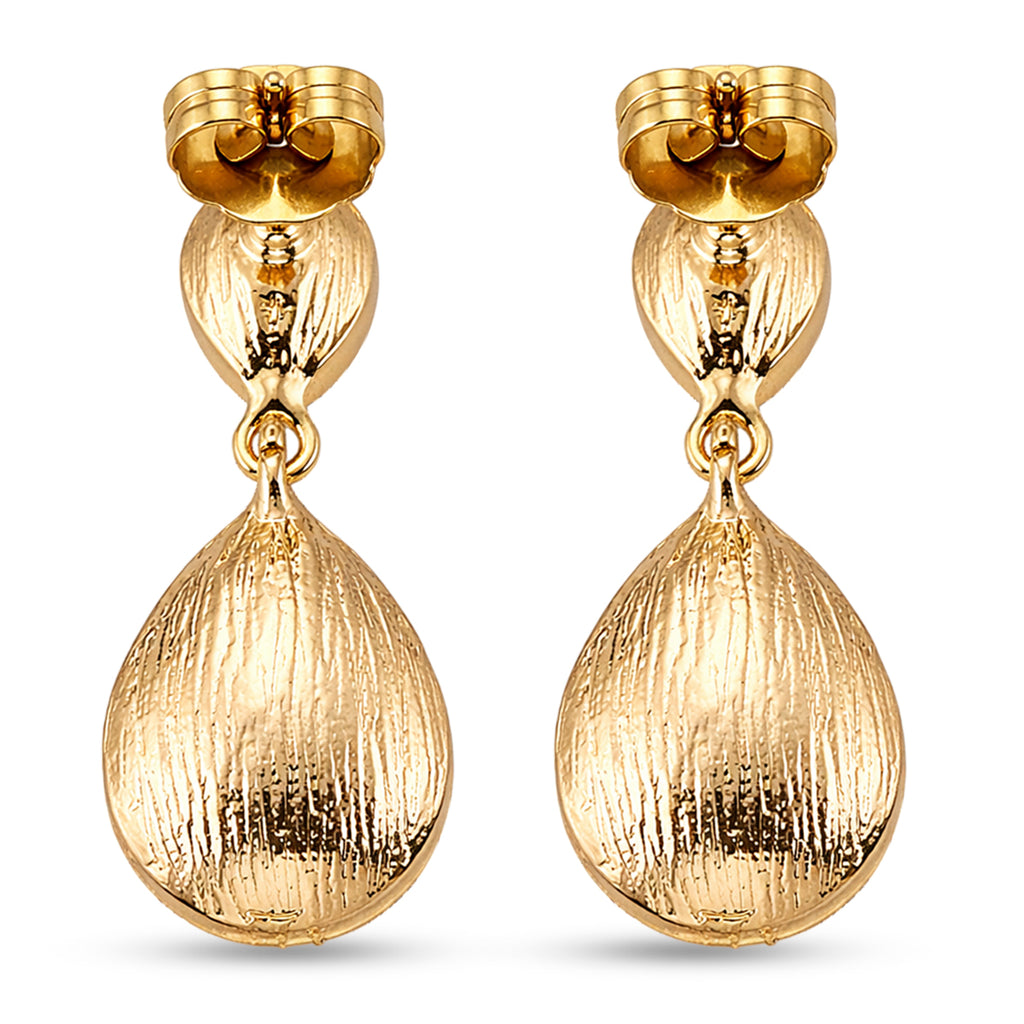 Set of 2 - Green Crystal Pear Dangling Earring with Push Back in Yellow Gold Tone_4444233_4