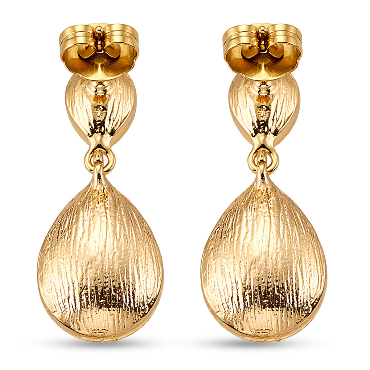 Set of 2 - Green Crystal Pear Dangling Earring with Push Back in Yellow Gold Tone V32519779 5