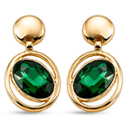 Set of 2 - Green Crystal Pear Dangling Earring with Push Back in Yellow Gold Tone_4444233_5