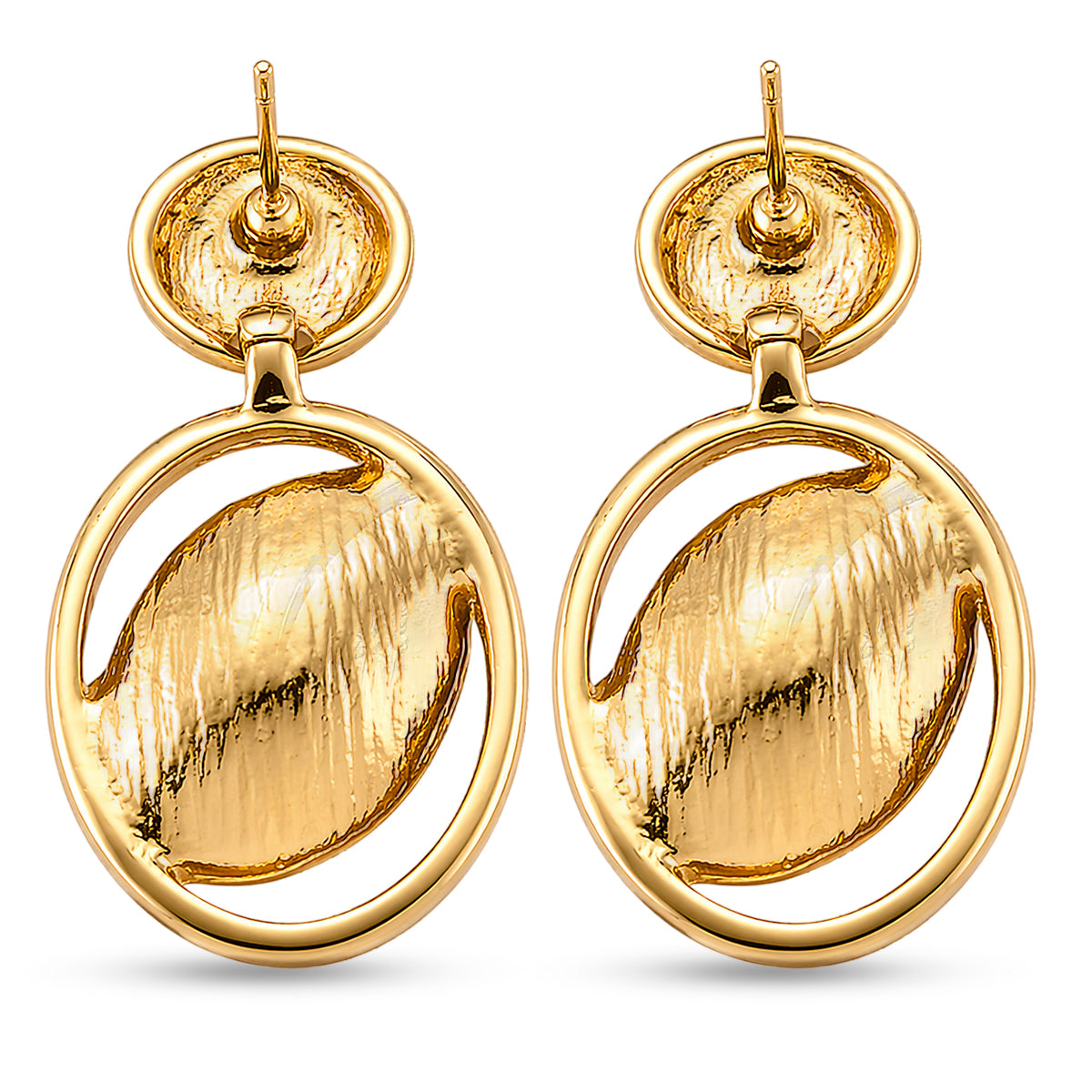 Set of 2 - Green Crystal Pear Dangling Earring with Push Back in Yellow Gold Tone V32519779 8