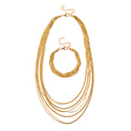 Set of 2 - Twisted Strand Bracelet (Size - 7+2 Ext) & Necklace (18+2 Ext) in Yellow Gold Tone_4444241