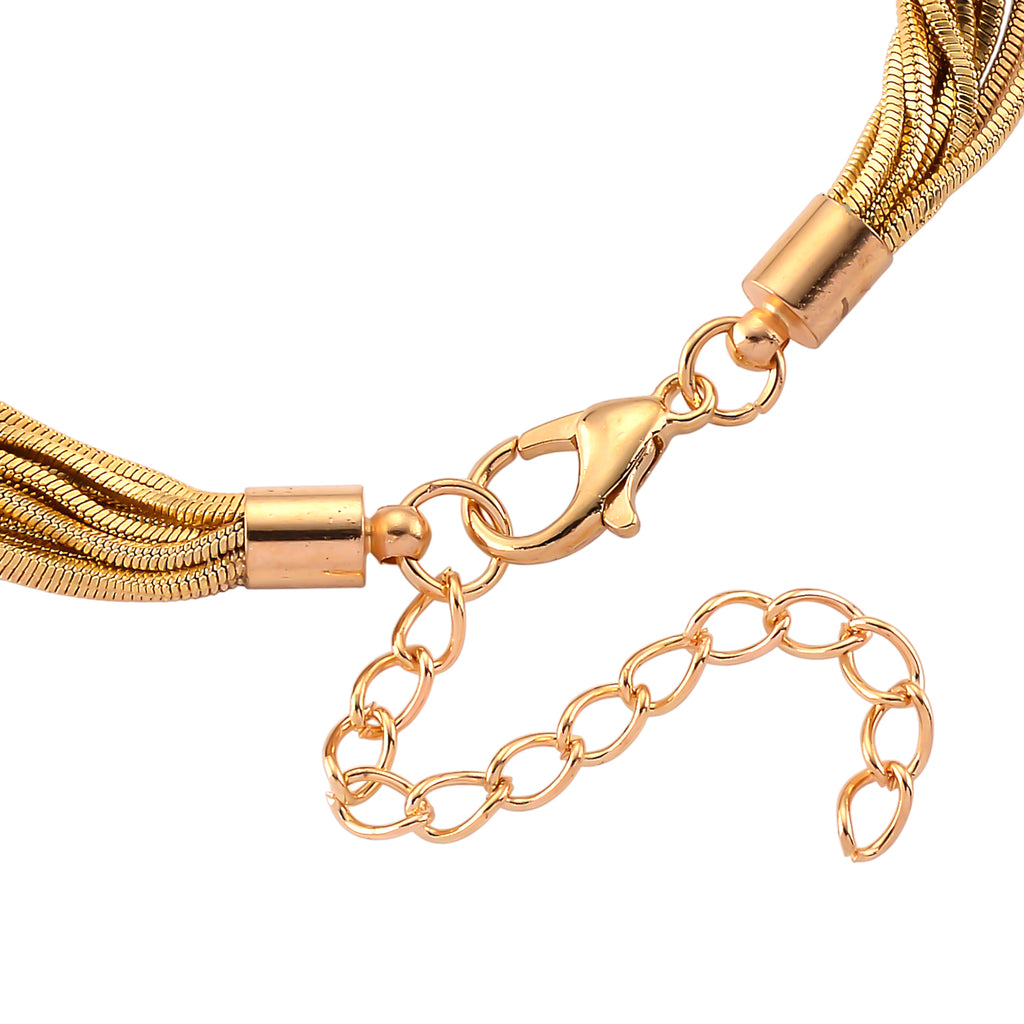 Set of 2 - Twisted Strand Bracelet (Size - 7+2 Ext) & Necklace (18+2 Ext) in Yellow Gold Tone_4444241_4