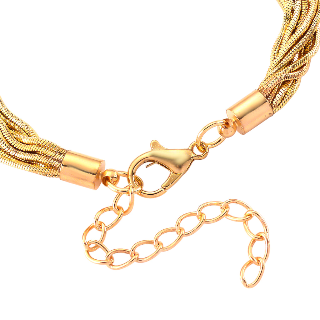 Set of 2 - Twisted Strand Bracelet (Size - 7+2 Ext) & Necklace (18+2 Ext) in Yellow Gold Tone_4444241_7