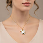 White Keshi Shell Pearl & Multi Color Cubic Zirconia Pendant with Chain (Size 20+2 Ext)_4445167_2