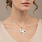 White Keshi Shell Pearl & Multi Color Cubic Zirconia Pendant with Chain (Size 20-2 Ext)