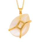 White Keshi Shell Pearl & Multi Color Cubic Zirconia Pendant with Chain (Size 20+2 Ext)_4445167_4