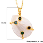 White Keshi Shell Pearl & Multi Color Cubic Zirconia Pendant with Chain (Size 20+2 Ext)_4445167_6