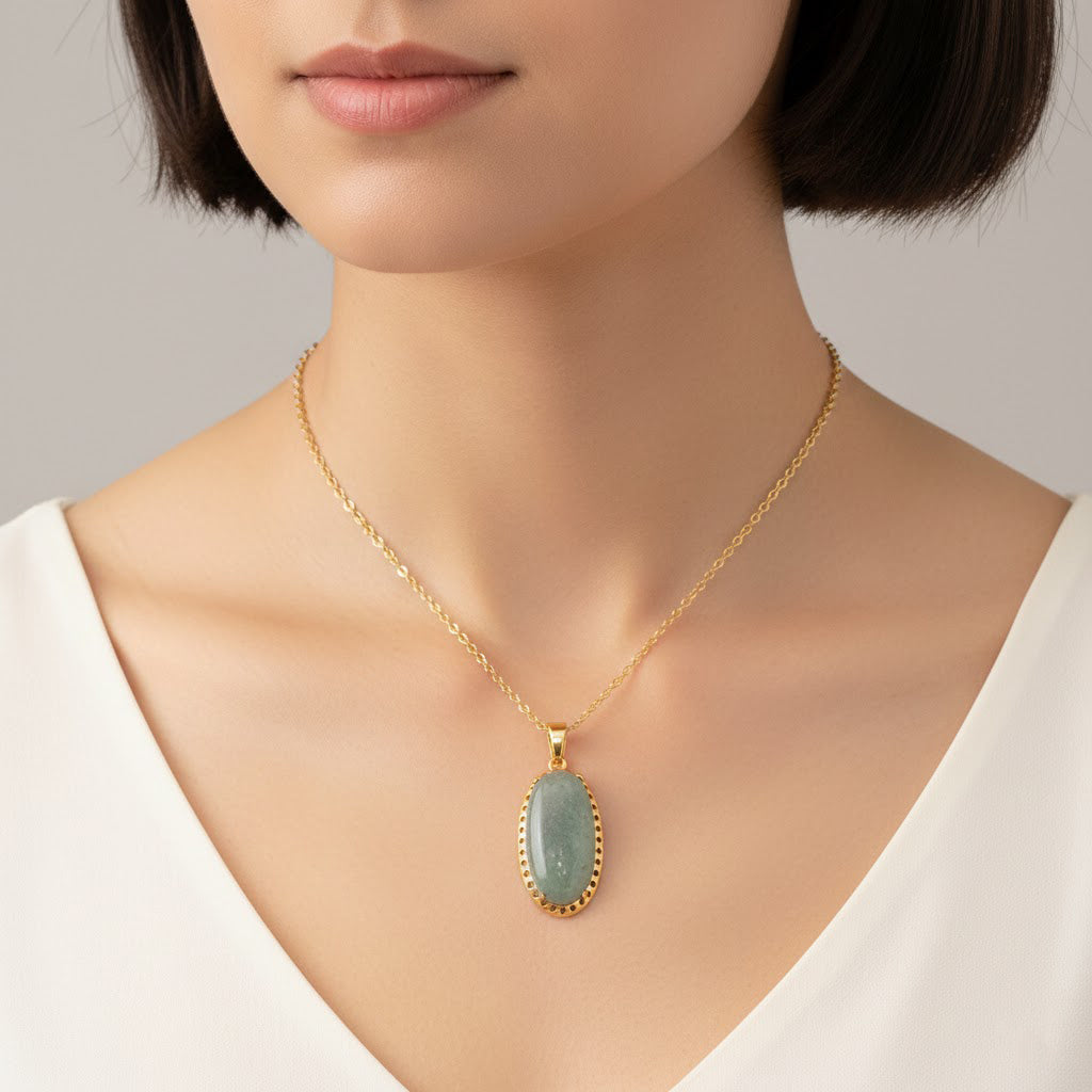 Green Aventurine Pendant with Chain (Size 19-2 Ext) 25.00 Ct. V32354801 2
