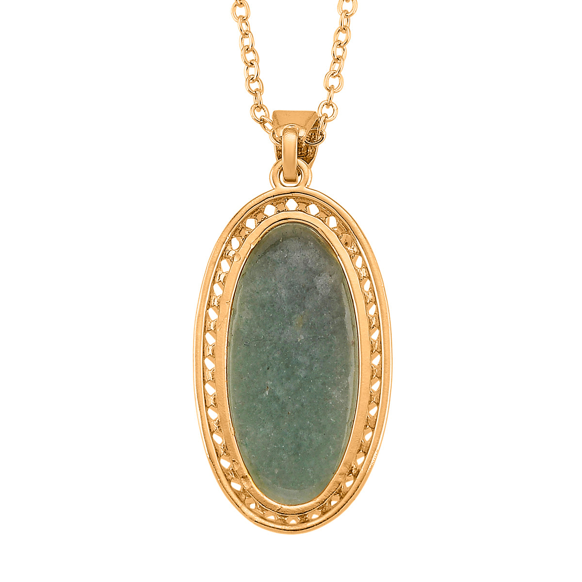 Green Aventurine Pendant with Chain (Size 19-2 Ext) 25.00 Ct. V32356905 4