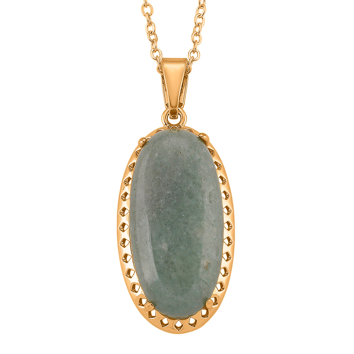 Green Aventurine Pendant with Chain (Size 19-2 Ext) 25.00 Ct. V32354801 0
