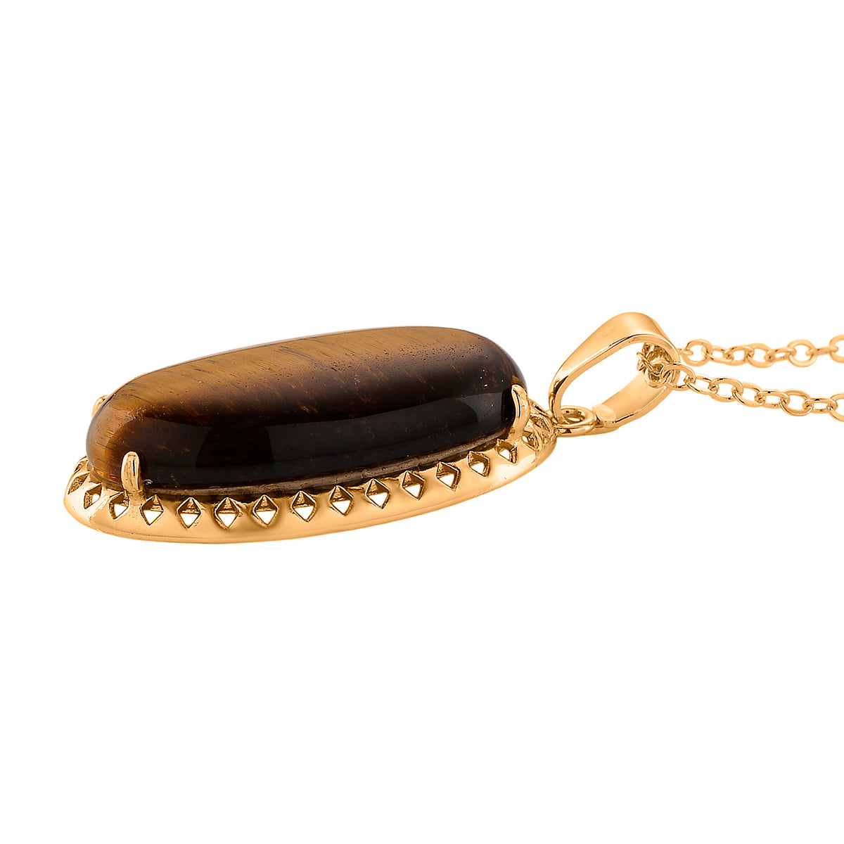 Tigers Eye Pendant with Chain (Size 19-2 Ext) 25.00 Ct. V32363108 3