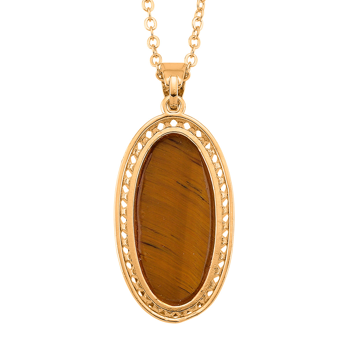 Tigers Eye Pendant with Chain (Size 19-2 Ext) 25.00 Ct. V32363108 4