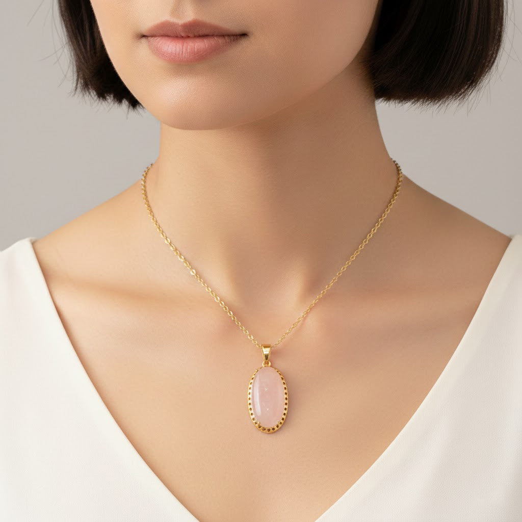 Rose Quartz Pendant with Chain (Size 19-2 Ext) 25.00 Ct. V32354799 2