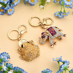 Set of 2 - Multi-Colour Crystal Keychain in Frog & Elephant Design_4446112_1