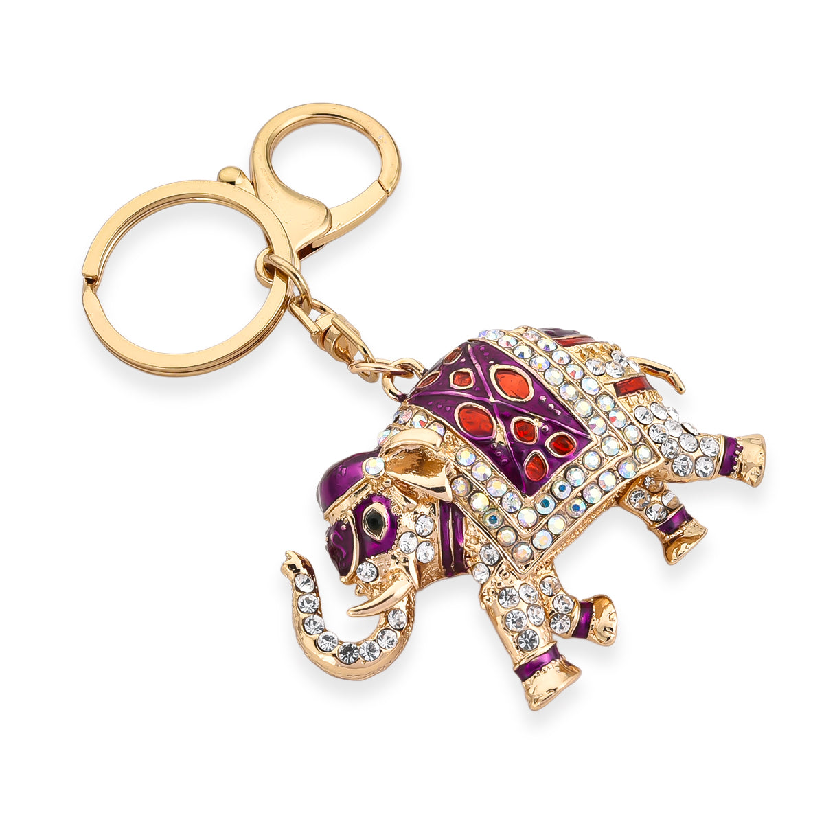 Set of 2 - Multi-Colour Crystal Keychain in Frog &amp; Elephant Design V32516667 5