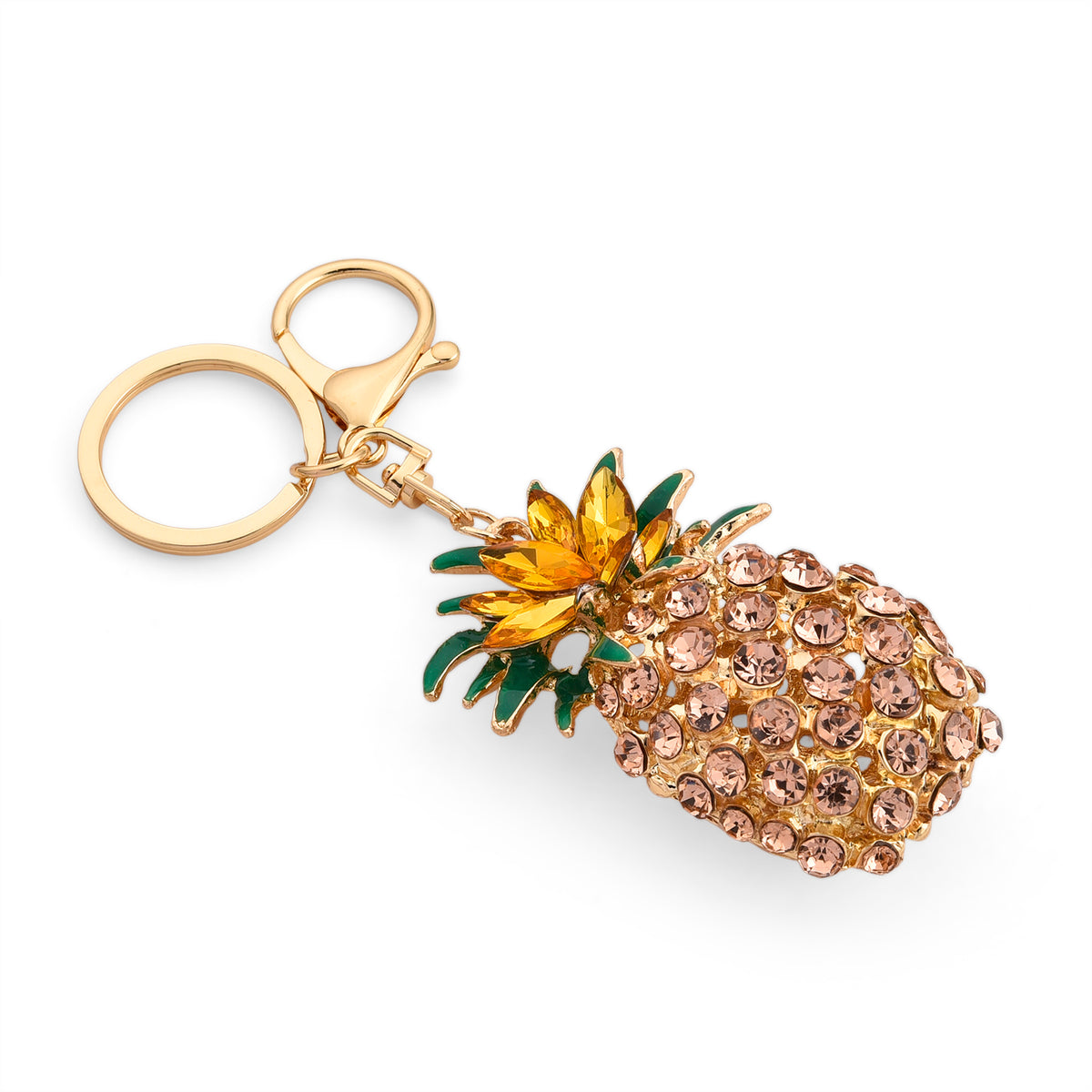Set of 2 - Multi-Colour Crystal Keychain in Pineapple &amp; Seahorse Design V32513725 5