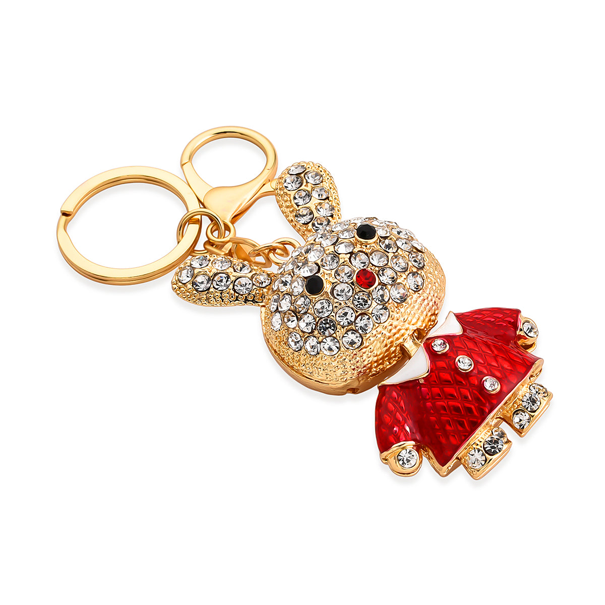 Set of 2 - Multi-Color Crystal Keychain in Tortoise &amp; Rabbit Design V32512445 5