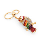 Set of 2 - Multi Colour Crystal & Created White Cat's Eye Keychain in Elephant Trunk & Bird Design_4446117_5