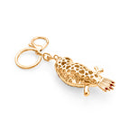 Set of 2 - Multi Colour Crystal & Created White Cat's Eye Keychain in Elephant Trunk & Bird Design_4446117_6