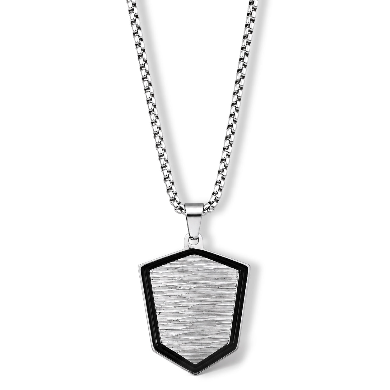 Shield Pendant with Chain (Size 24) &amp; Lobster Clasp in Two-Tone Plating V32514839 0