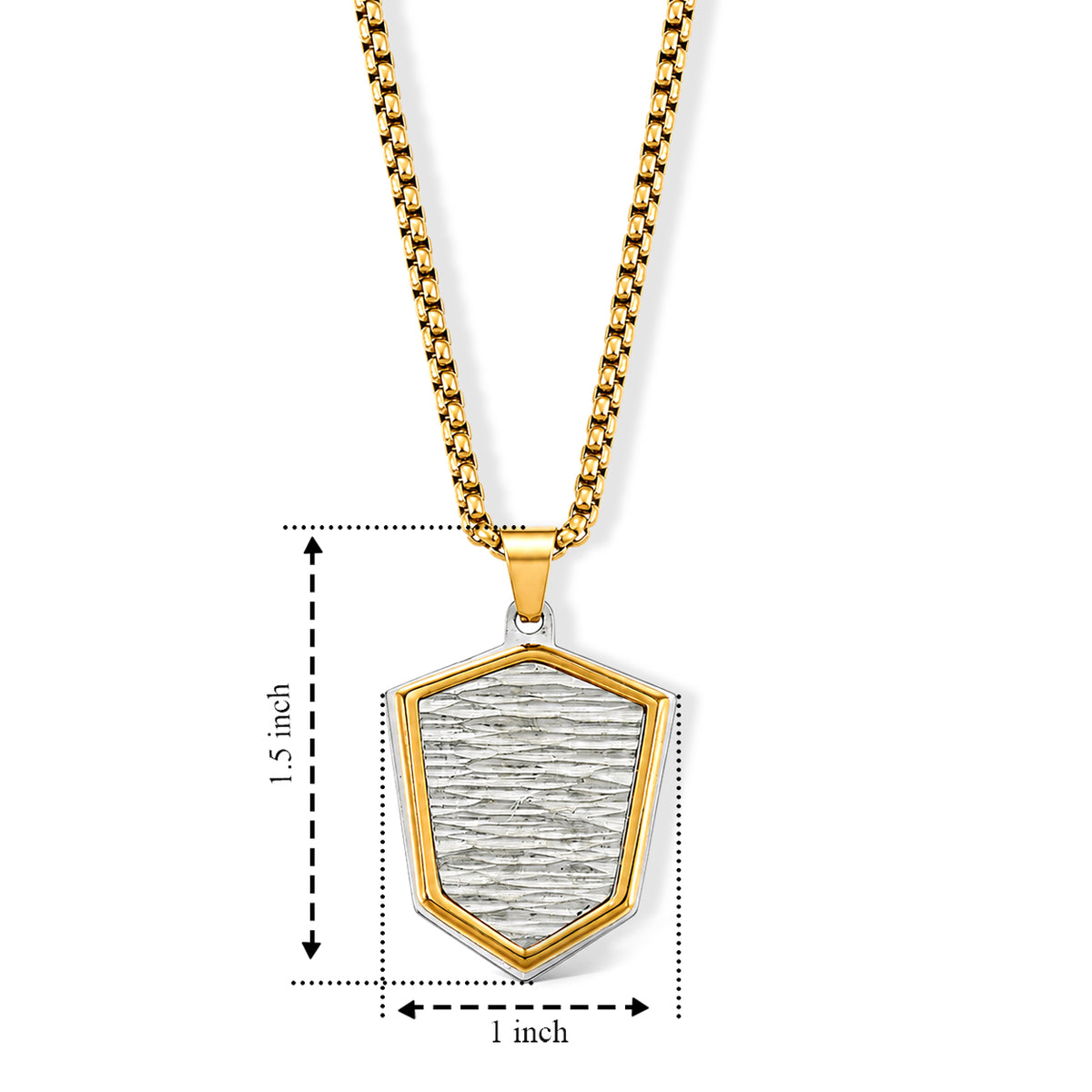 Shield Pendant with Chain (Size 24) &amp; Lobster Clasp in Two-Tone Plating 4446141 5