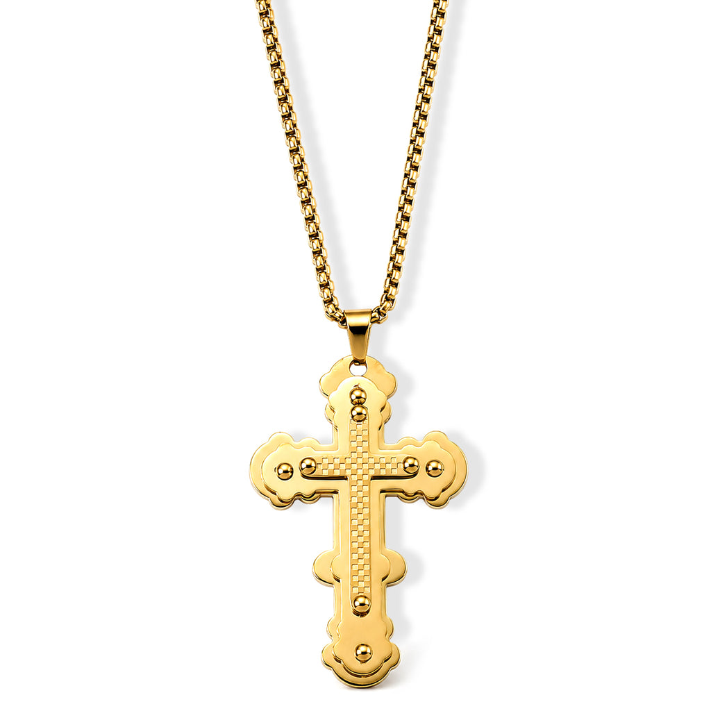 Cross Pendant with Chain (Size 24) & Lobster Clasp in Yellow Gold Tone_4446142