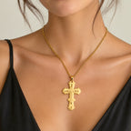 Cross Pendant with Chain (Size 24) & Lobster Clasp in Yellow Gold Tone_4446142_1