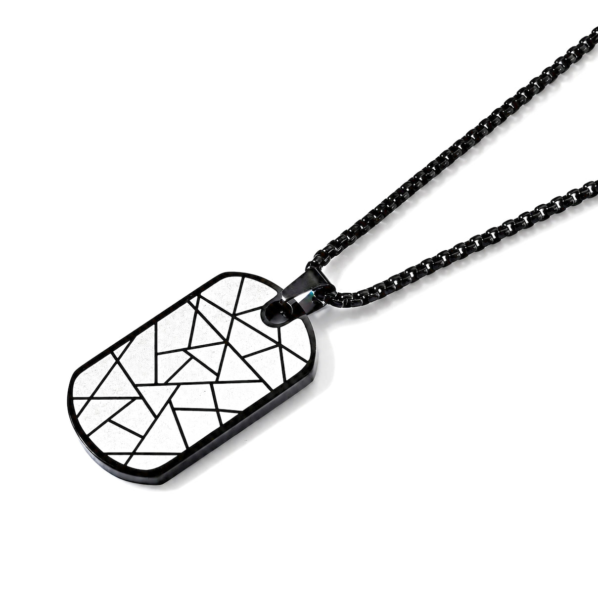 Geometric Cracked Pendant with Chain (Size 24) &amp; Lobster Clasp in Black Plating V32520830 4