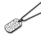 Geometric Cracked Pendant with Chain (Size 24) & Lobster Clasp in Black Plating_4446145_3