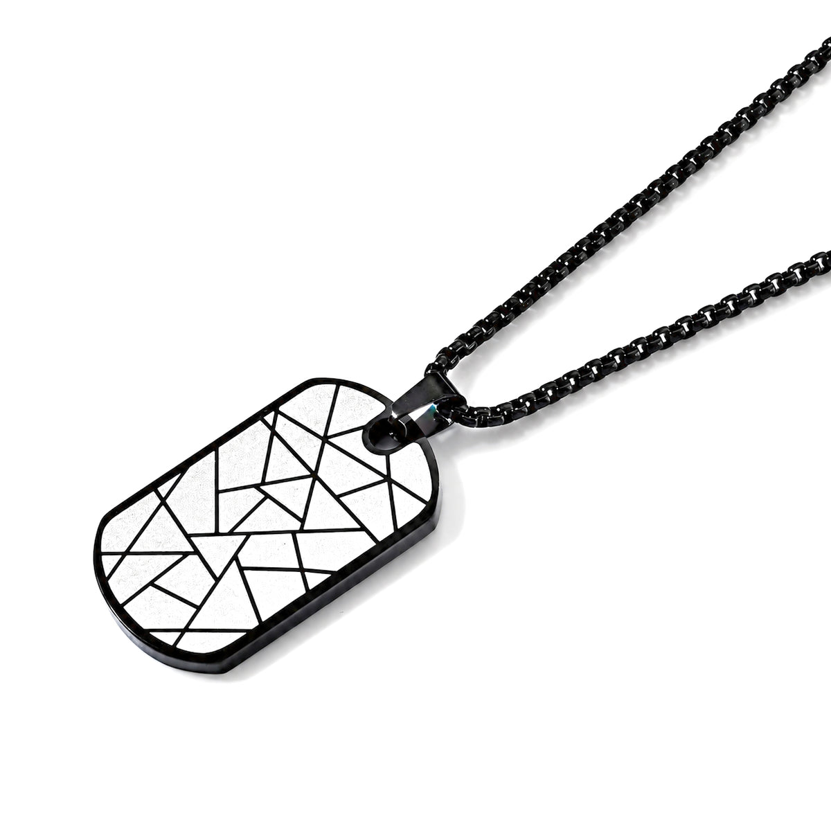 Geometric Cracked Pendant with Chain (Size 24) &amp; Lobster Clasp in Black Plating V32520830 4