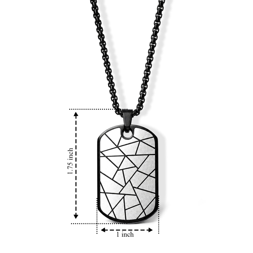 Geometric Cracked Pendant with Chain (Size 24) & Lobster Clasp in Black Plating_4446145_4