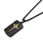 White Crystal Star Enamel Pendant with Chain (Size 24) & Lobster Clasp in Yellow and Black Tone_4446146_3