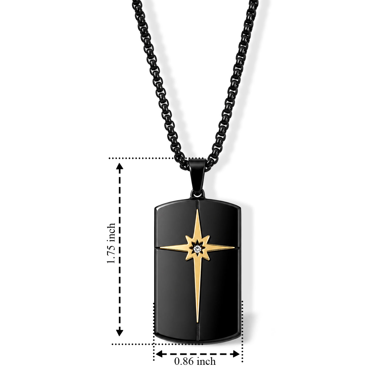 White Crystal Star Enamel Pendant with Chain (Size 24) &amp; Lobster Clasp in Yellow and Black Tone V32521597 5
