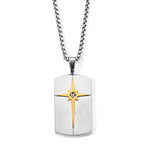 White Crystal Star Enamel Pendant with Chain (Size 24) in White and Yellow Gold Tone_4446147