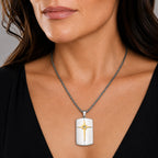White Crystal Star Enamel Pendant with Chain (Size 24) in White and Yellow Gold Tone_4446147_1