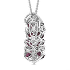 D'Joy Orissa Natural Rhodolite Garnet & White Zircon Floral Cluster Pendant with Chain (Size 20) in Platinum Overlay Sterling Silver 2.53 Ct._4446473_4