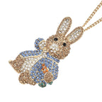 Multi Colour Austrian Crystal Bunny Pendant Cum Brooch with Chain (Size 29+2 EXT) - Yellow_4449417_3