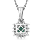 D'Joy AAA Premium Gemfields Zambian Emerald & Lab Grown Diamond Halo Pendant with Chain (Size 20) in Rhodium Overlay Sterling Silver_4449477_4