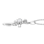 D'Joy - Moissanite Leaf Vine Cross Pendant in Platinum Overlay Sterling Silver with Chain (Size 20)_4449513_3