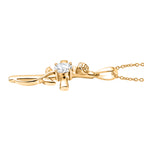 D'Joy - Moissanite Leaf Vine Cross Pendant in Yellow Gold Plated Sterling Silver with Chain (Size 20)_4449514_3
