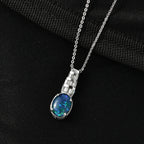Close Out Deal- D'Joy Australian Boulder Opal & Moissanite Pendant with Chain (Size 20) in Rhodium Overlay Sterling Silver 1.45 Ct._4449518_1