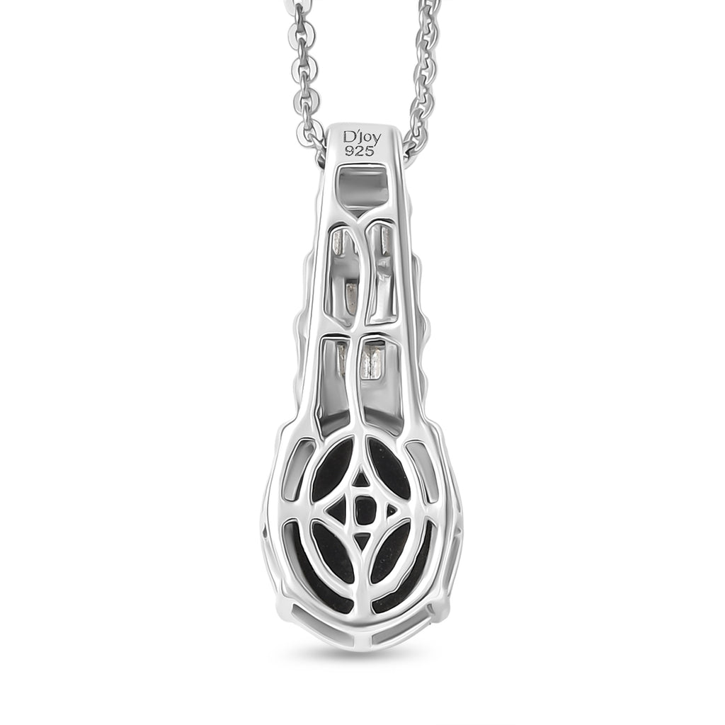 Close Out Deal- D'Joy Australian Boulder Opal & Moissanite Pendant with Chain (Size 20) in Rhodium Overlay Sterling Silver 1.45 Ct._4449518_4